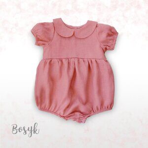 Short Sleeve Peter Pan Romper Baby Girl - Spring Romper Baby Girl